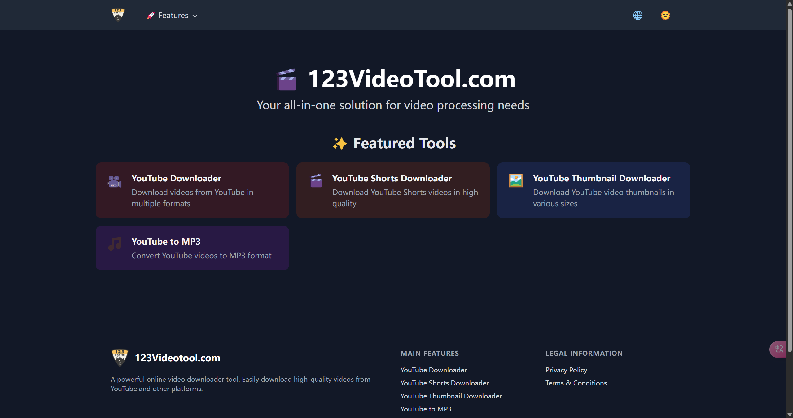 123VideoTool: An all-in-one social media tool for downloading YouTube videos, Shorts, thumbnails, and converting YouTube to MP3.
