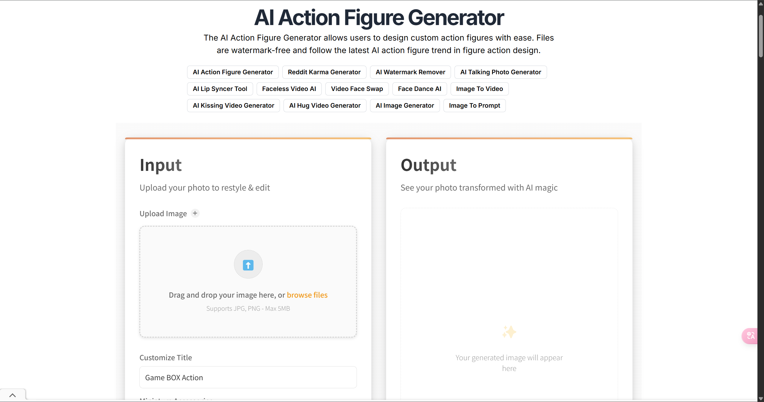 A free AI action figure generator lets users create custom action figures from uploaded photos, offering personalized designs and easy-to-use tools.
