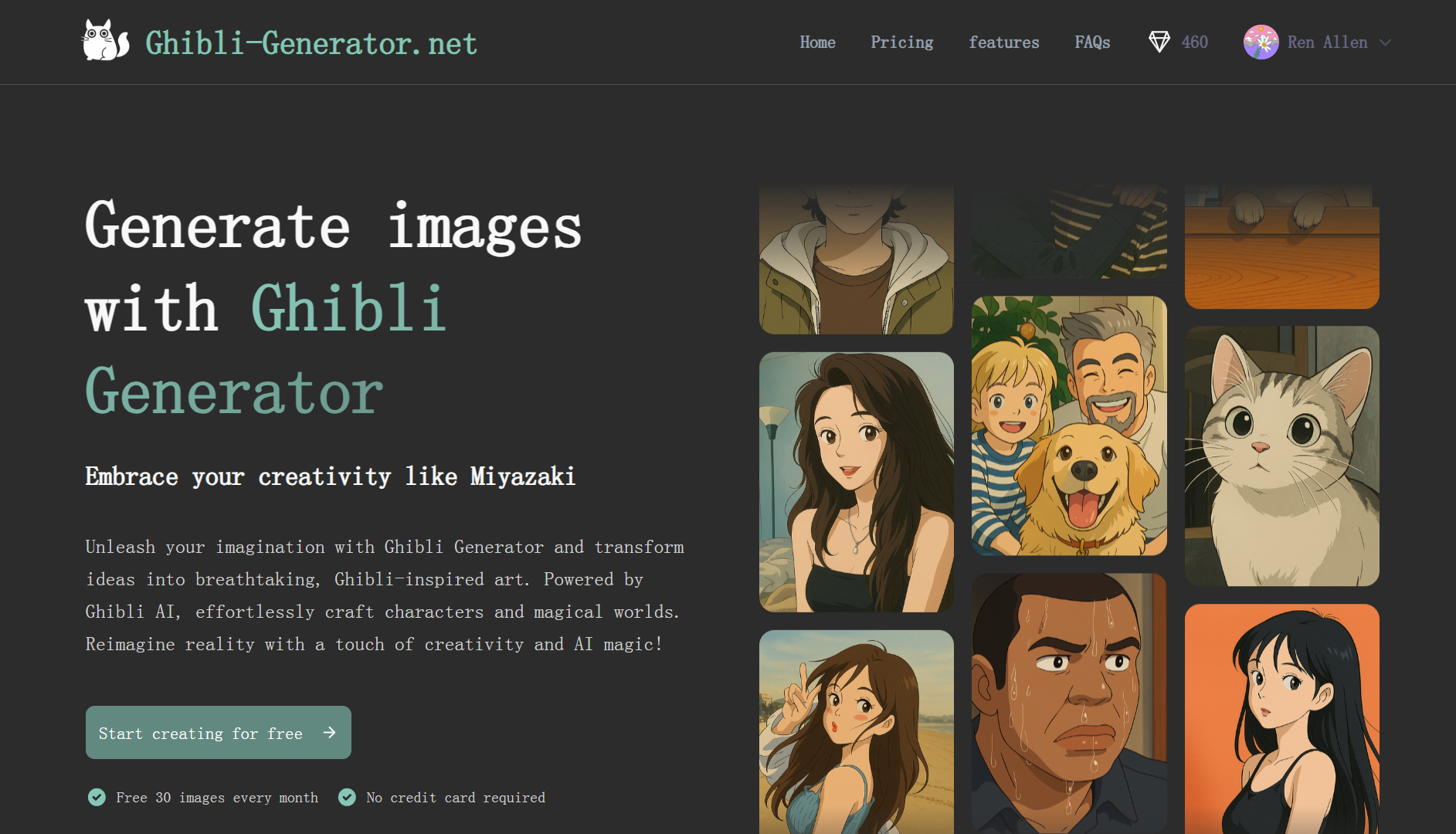 Generate Ghibli-style images using AI.  Free access with options for paid upgrades.
