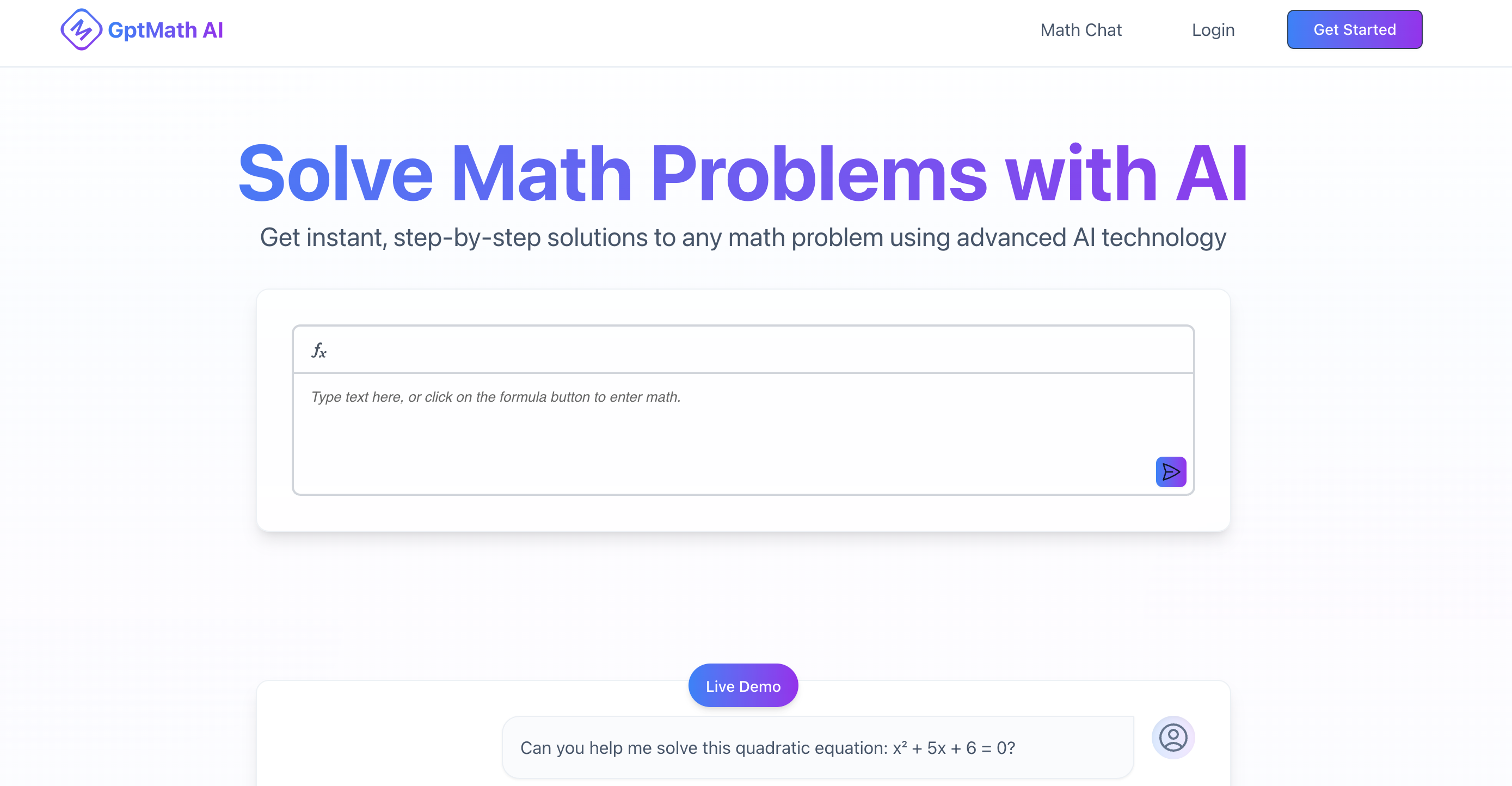AI-powered math problem solver offering instant, step-by-step solutions and image recognition.
