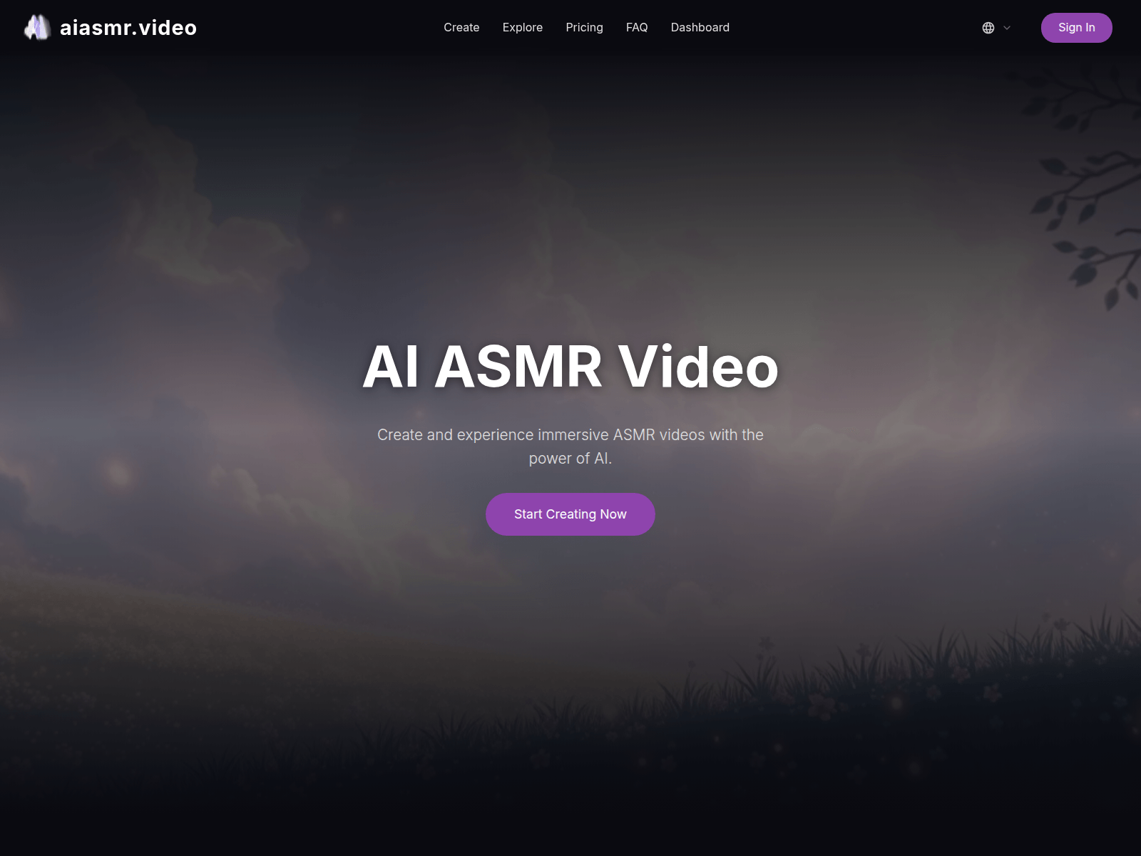 AI-powered ASMR video generator; create relaxing videos from text descriptions, offering various styles and pricing plans.
