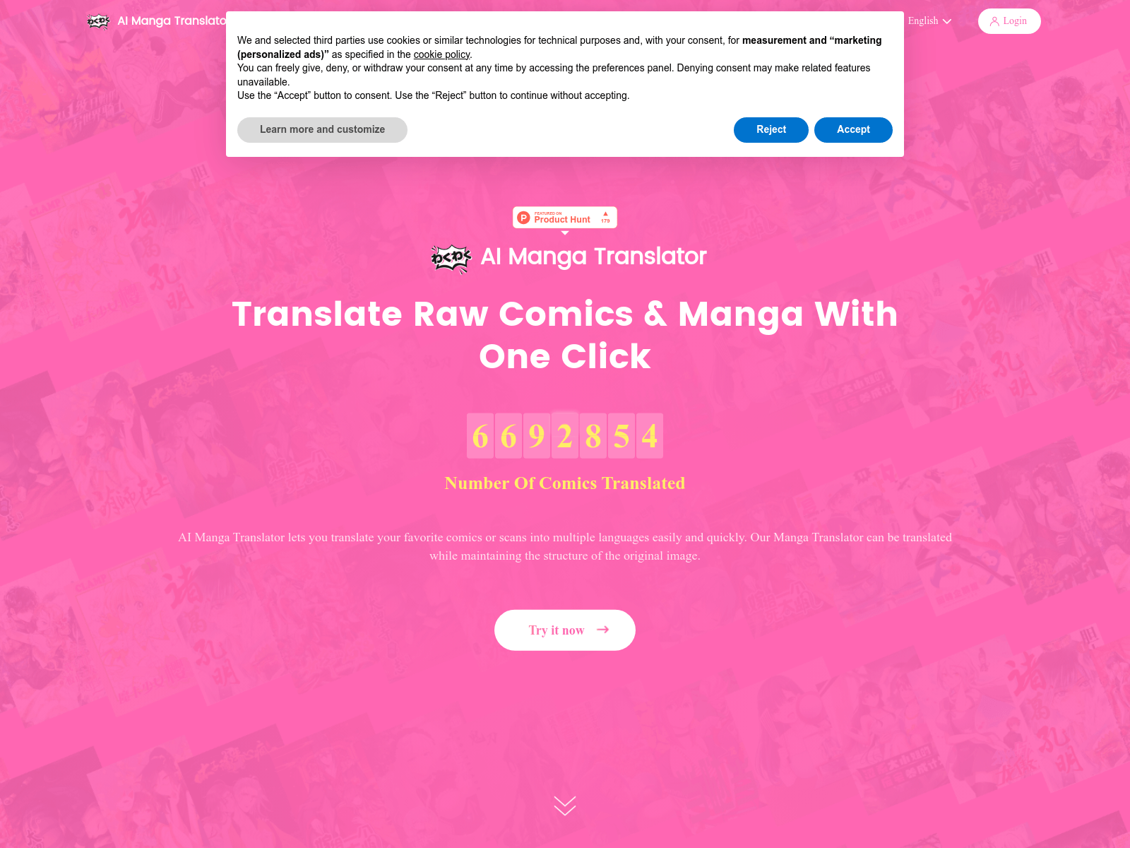AI-powered manga translation service offering instant multilingual translations while preserving original artwork.

