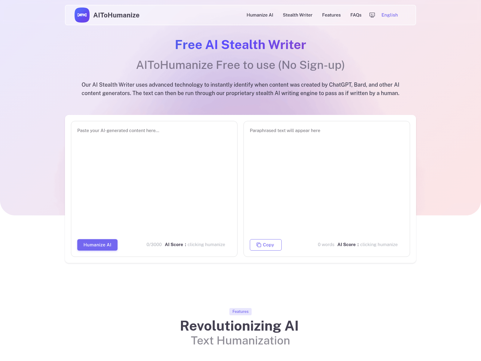 Free AI tool to humanize AI-generated text, making it sound more natural and human-like.
