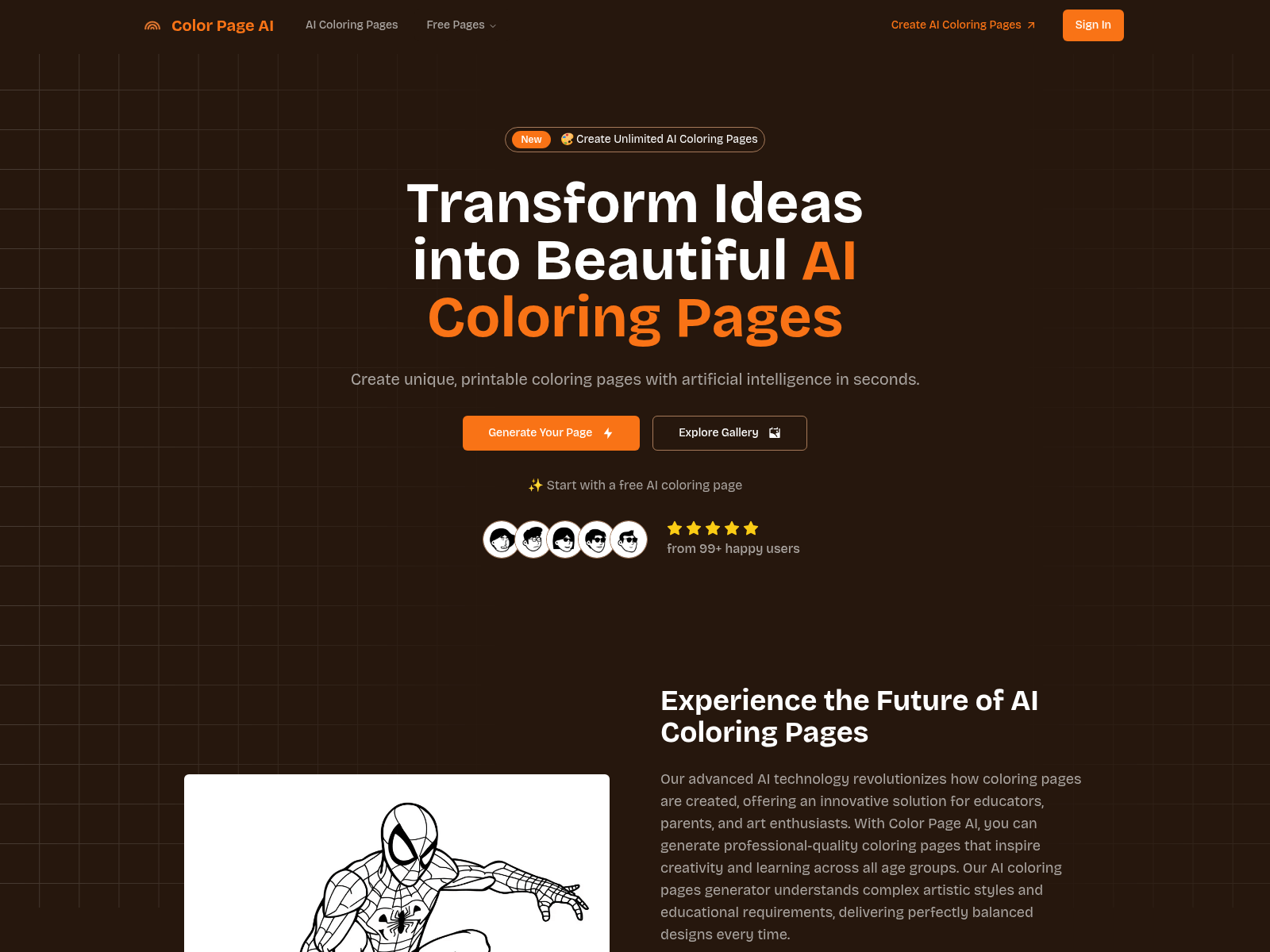 Color Page AI generates unlimited AI-powered coloring pages, customizable for education and creative expression.
