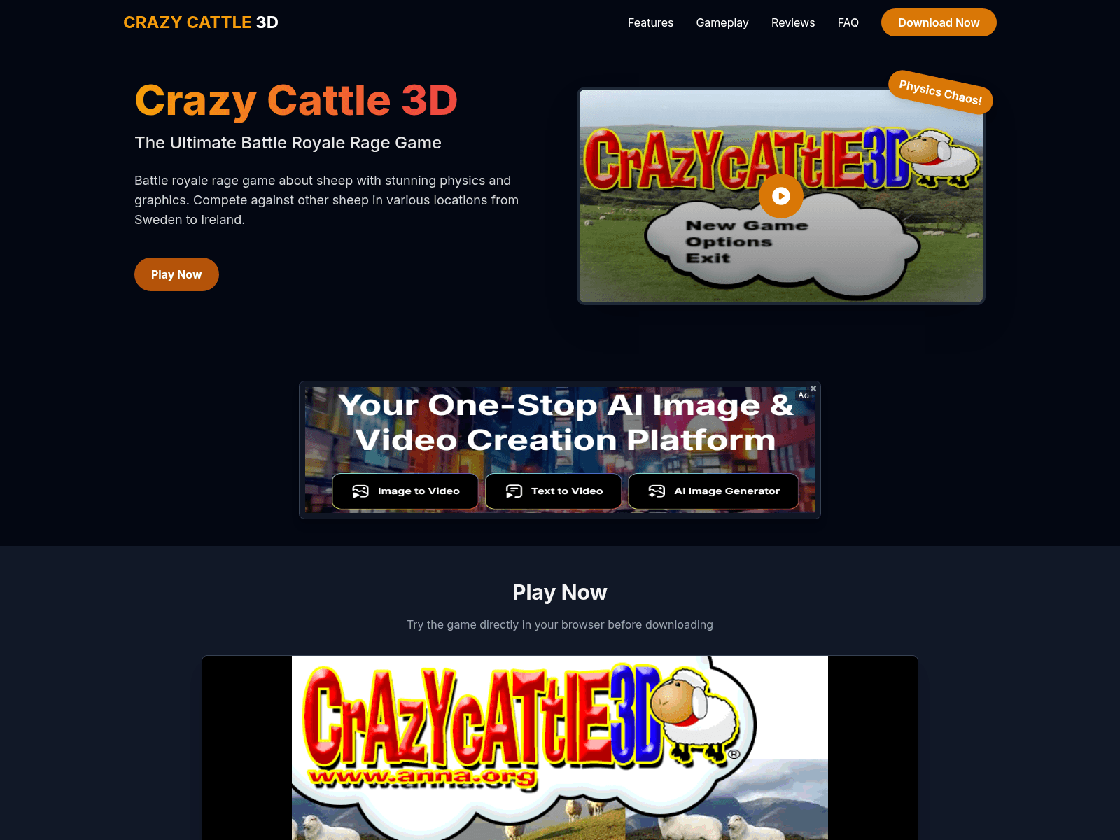 Crazy Cattle 3D: A chaotic physics-based battle royale game where sheep fight for survival across various maps.
