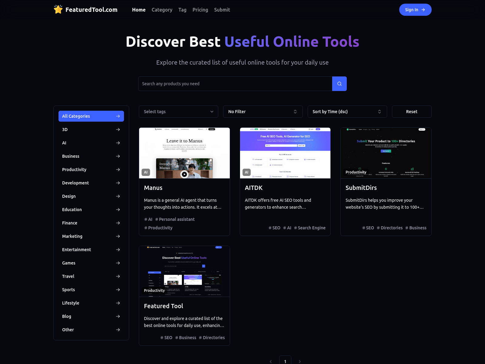 FeaturedTool.com: A curated list of the best online tools for daily use, improving productivity and saving time.
