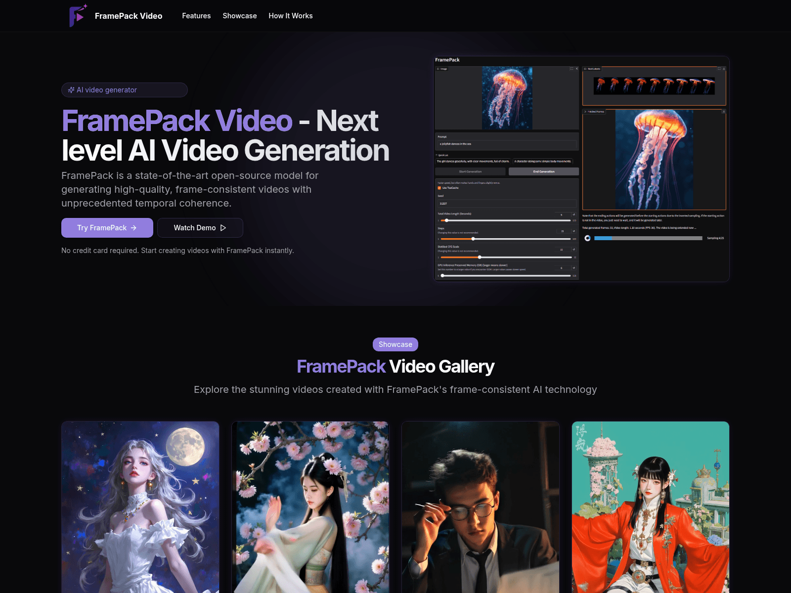 FramePack Video: AI-powered image-to-video generation platform creating high-quality, custom videos effortlessly.
