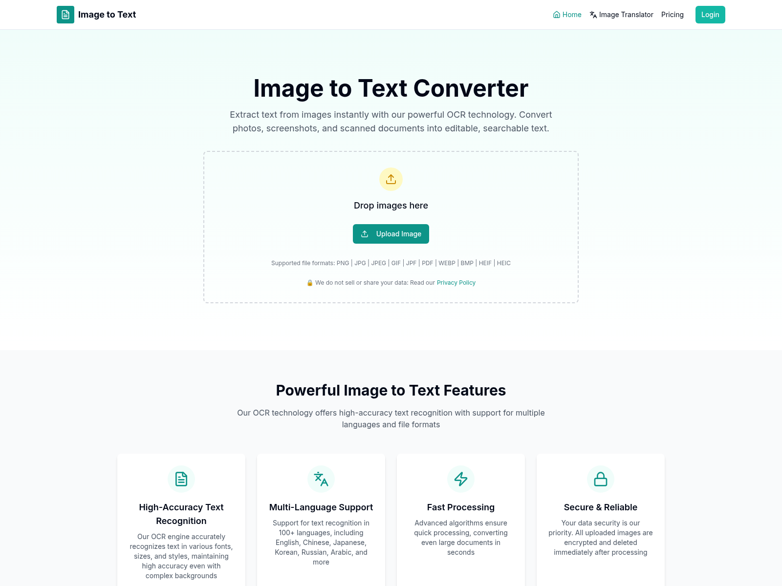 Online OCR tool to extract text from images (PNG, JPG, PDF, etc.) for editing.
