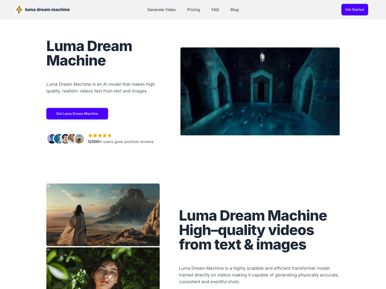 Luma Dream Machine AI generates high-quality, realistic videos from text and images.
