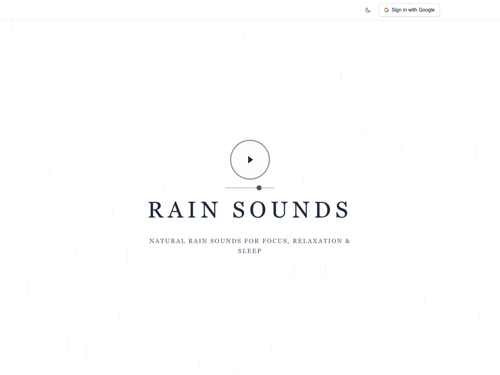 High-quality rain sounds and nature audio for focus, relaxation, and sleep; free and premium options available.
