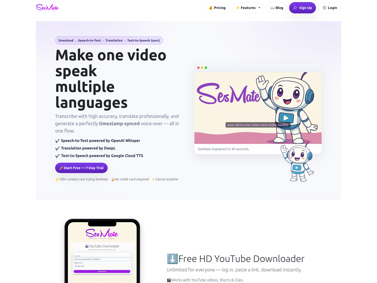 Translate videos into multiple languages with AI-powered speech, text, and voice-overs.