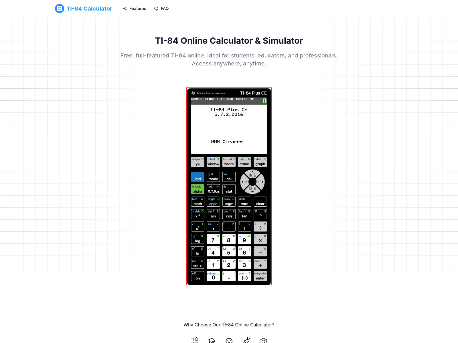A free, full-featured online TI-84 Plus calculator and simulator for students, educators, and professionals.
