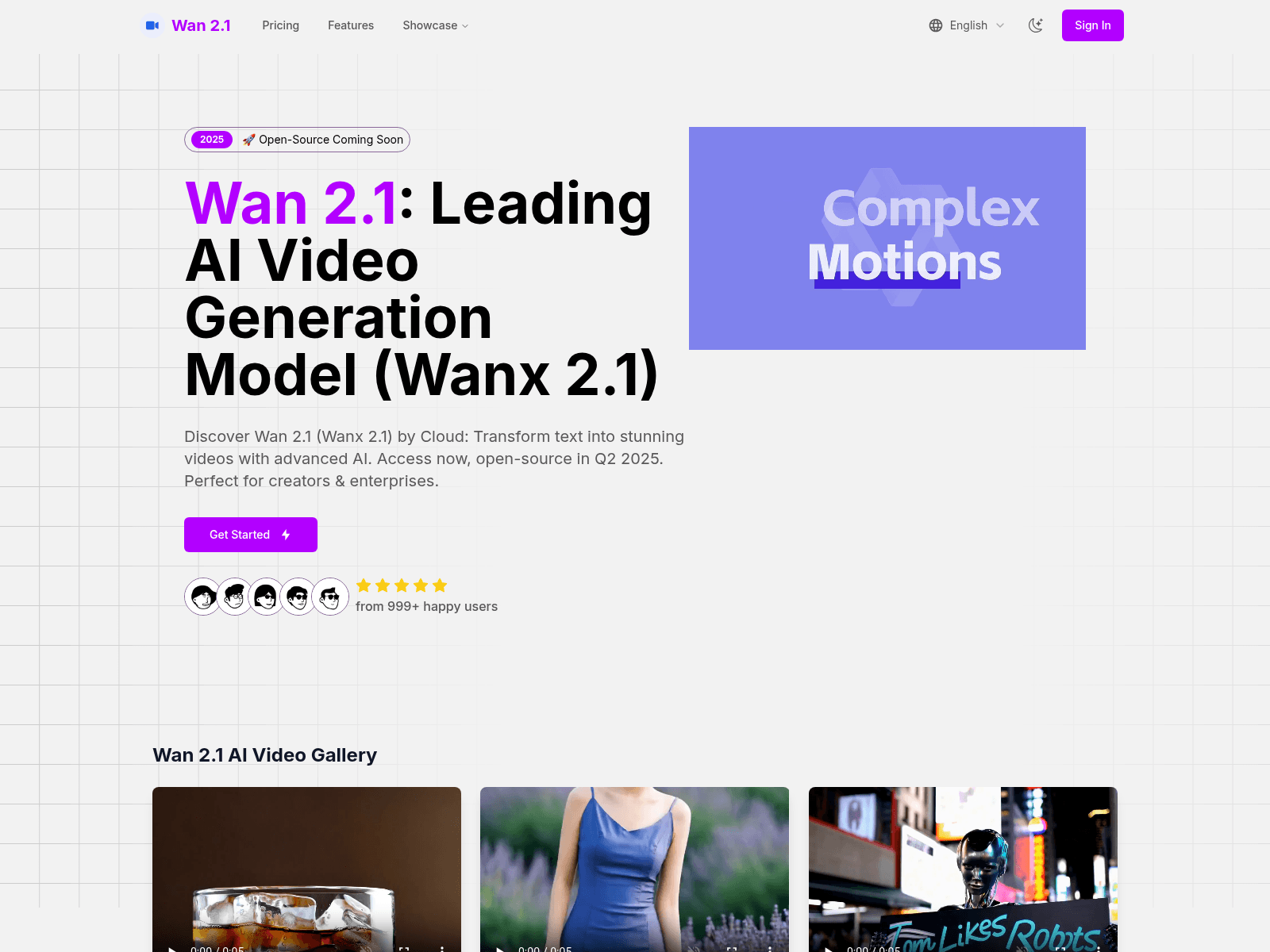 Wan 2.1 is an AI video generation model by Alibaba Cloud;  transforming text to videos, free access now, open-source in Q2 2025.
