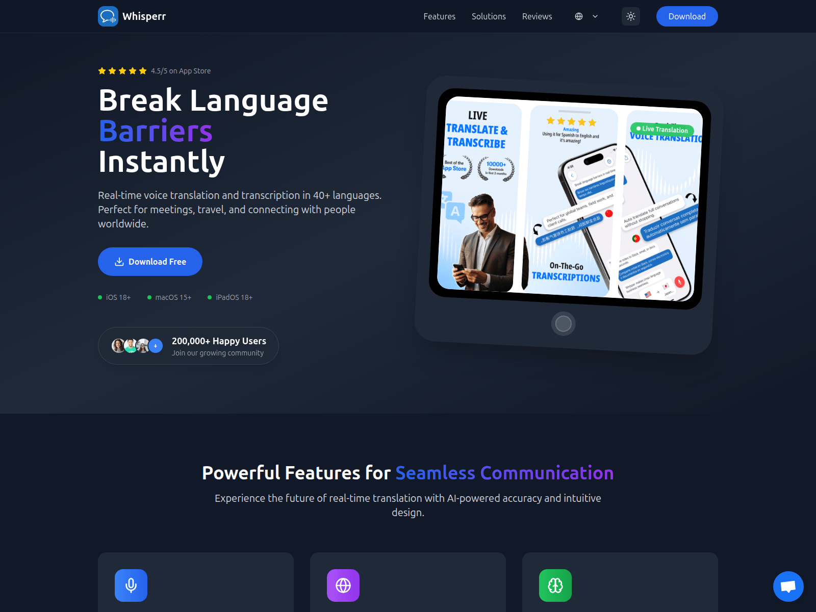 Break language barriers with real-time AI-powered voice translation across 40+ languages.
