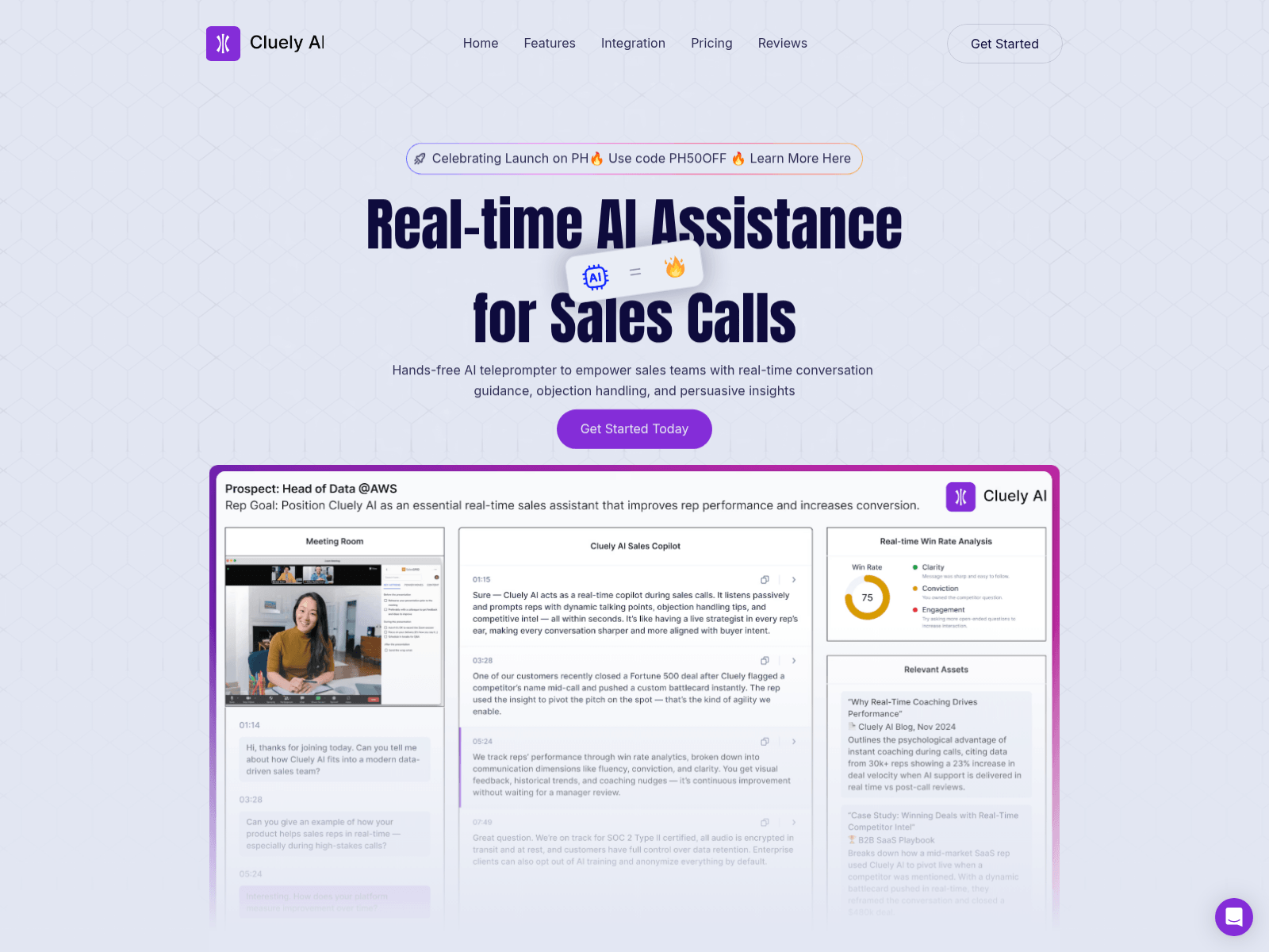 Cluely AI is an AI-powered sales copilot providing real-time conversation guidance, objection handling, and persuasive insights to boost sales performance.

