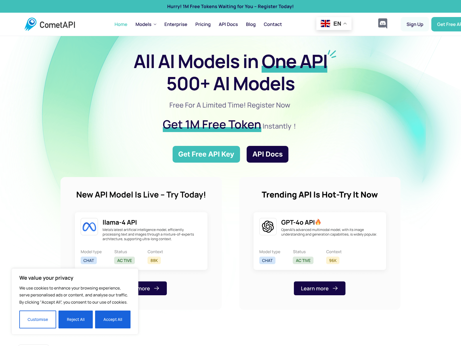 CometAPI: One API for accessing 500+ AI models; fast, reliable, and affordable solutions for innovative applications.
