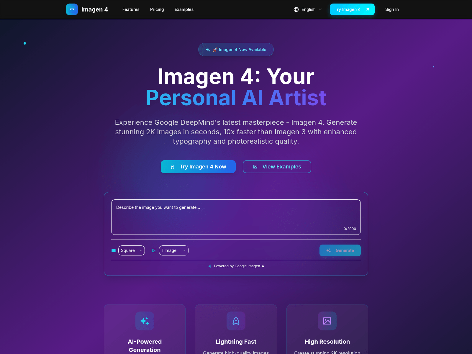 Imagen 4: A Google DeepMind AI image generator creating photorealistic 2K images quickly with enhanced typography.
