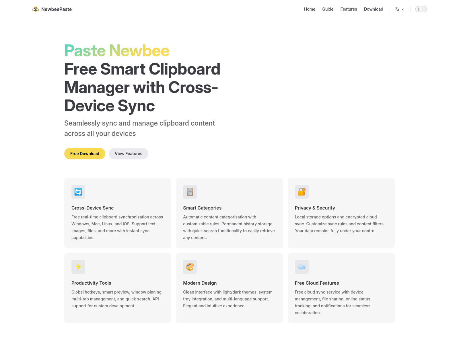A free cross-platform clipboard manager with real-time sync across Windows, Mac, Linux, and iOS.
