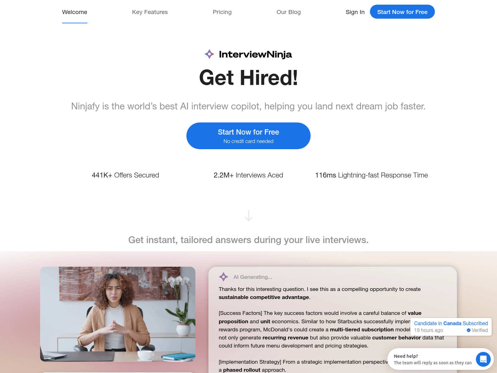Ninjafy AI:  An undetectable interview copilot providing real-time answers and enhancing interview performance.
