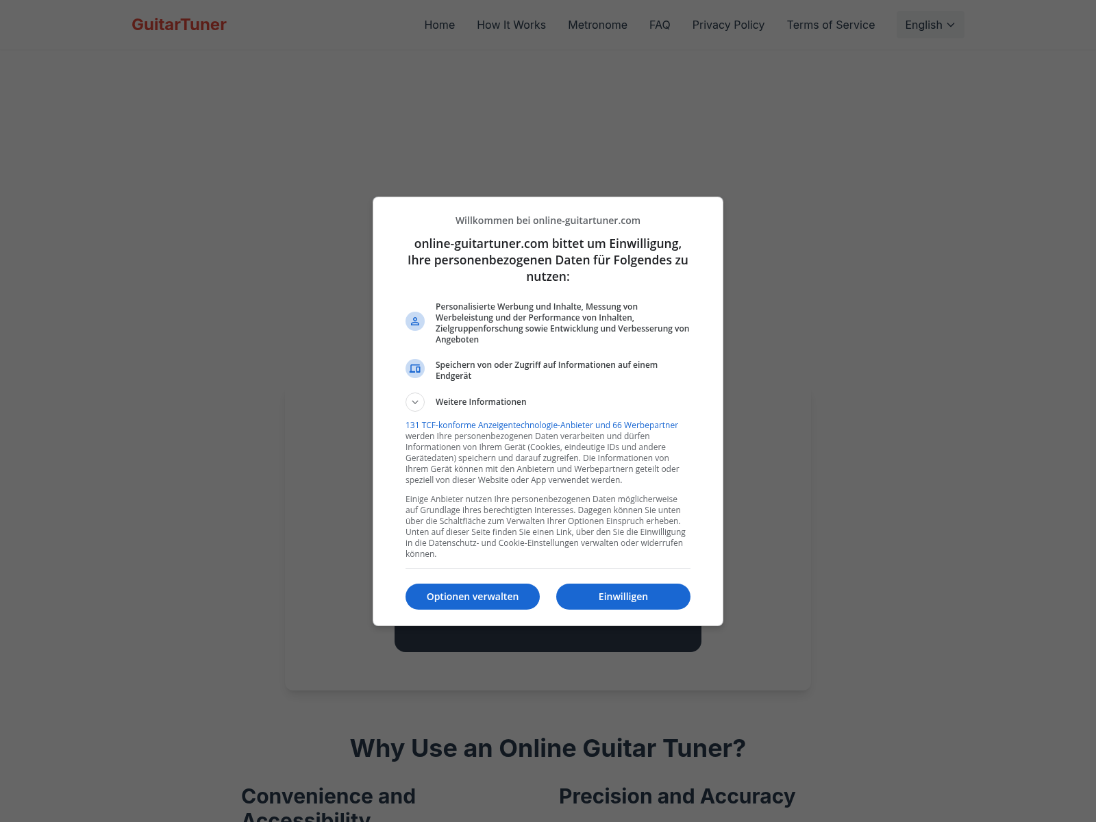 A free online guitar tuner with no downloads needed;  features various tuning modes,  accurate pitch detection, and  is accessible on any device.
