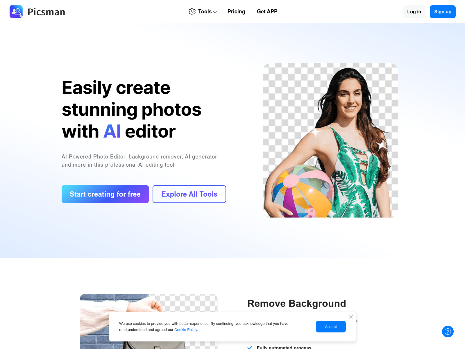 Picsman provides free AI-powered online photo editing tools, including background removal, object removal, enhancement, and batch editing.

