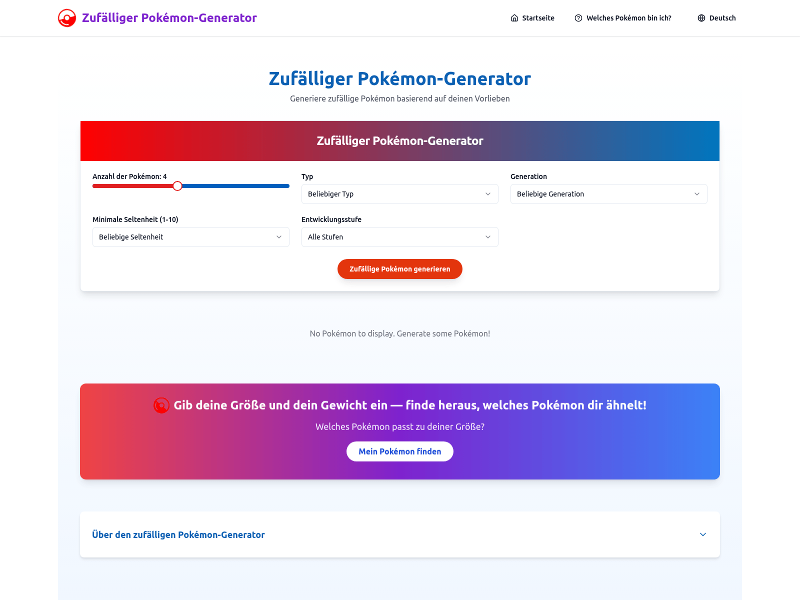 A free online tool to randomly generate Pokémon from various regions.
