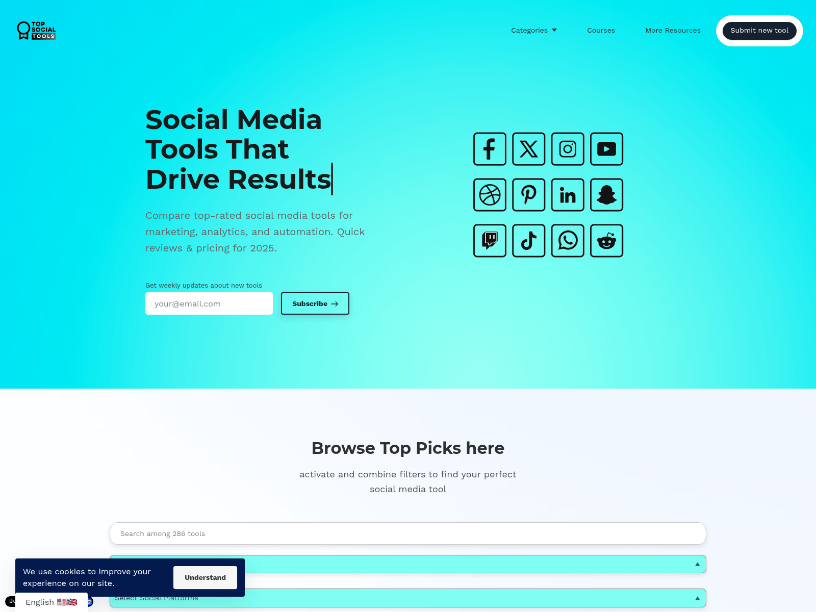 TopSocialTools: A social media tool directory with reviews, pricing, and courses to boost marketing results.

