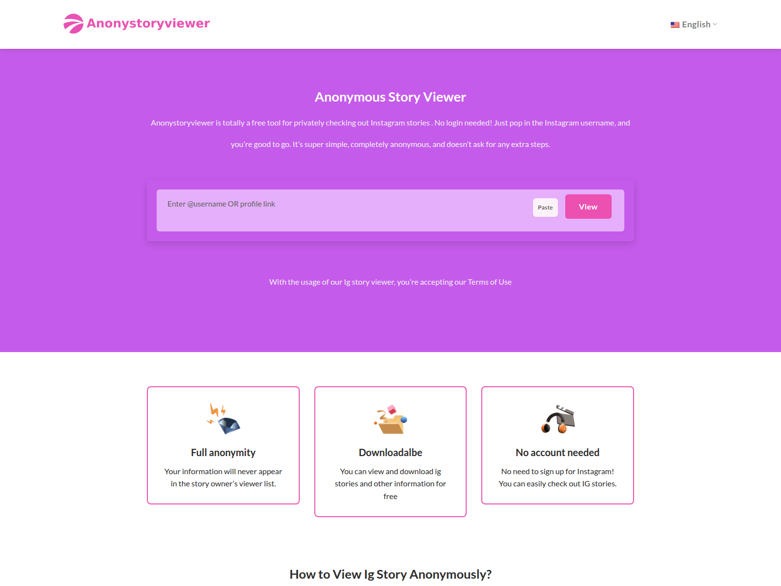 Anonymously view and download public Instagram Stories; no login required.