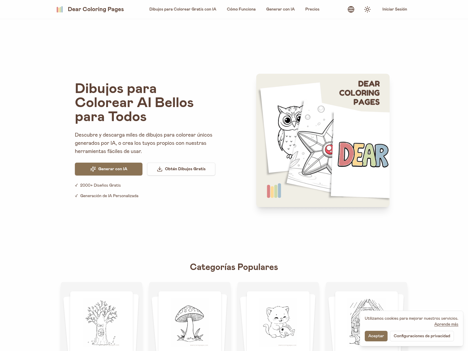 AI-generated coloring pages for all ages; create custom designs or browse thousands of free options.