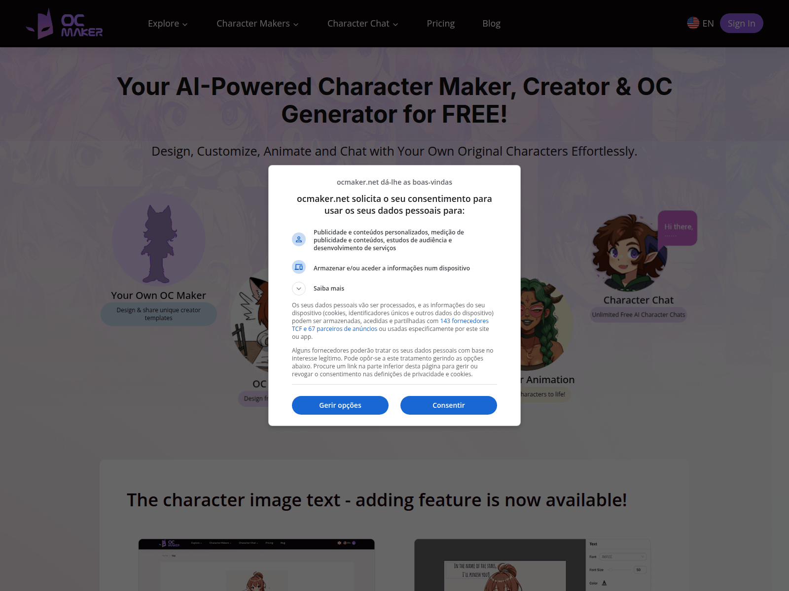 OC Maker: AI-powered character creation, animation, and chat; free access with premium options.